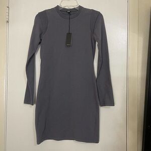 NEW! MONROW long sleeve gray knit bodycon mini dress size SMALL